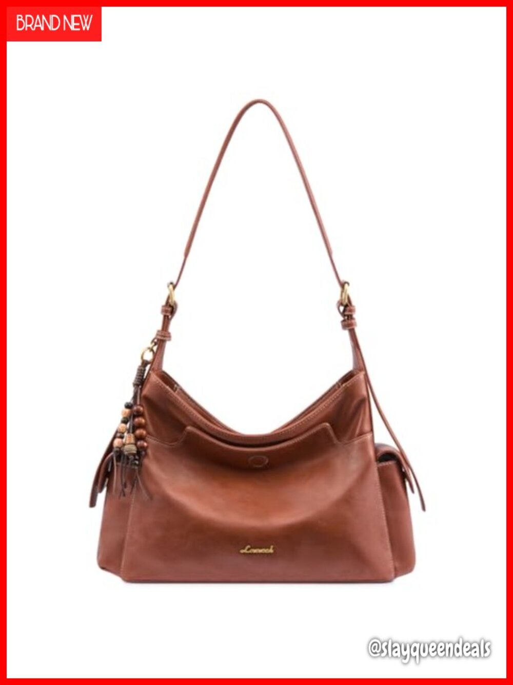Soft Faux Leather Hobo Crossbody Purse Tassel Charm Everyday Bag